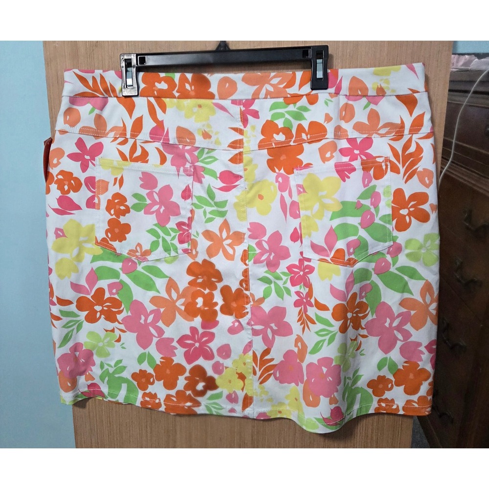 Hearts of Palm Size‎ 18W Woman Floral Skort White Pink Orange Yellow Skirt Short - Picture 2 of 6